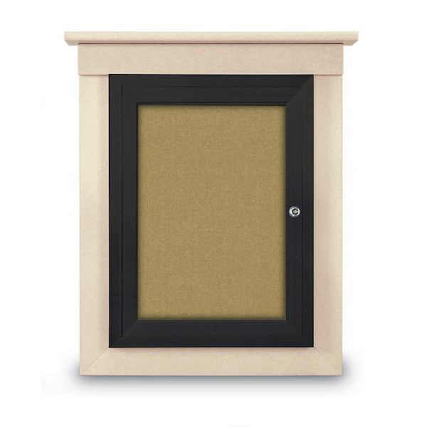42"x32" 2-Door Enclosed Letterboard, Green Felt/Walnut